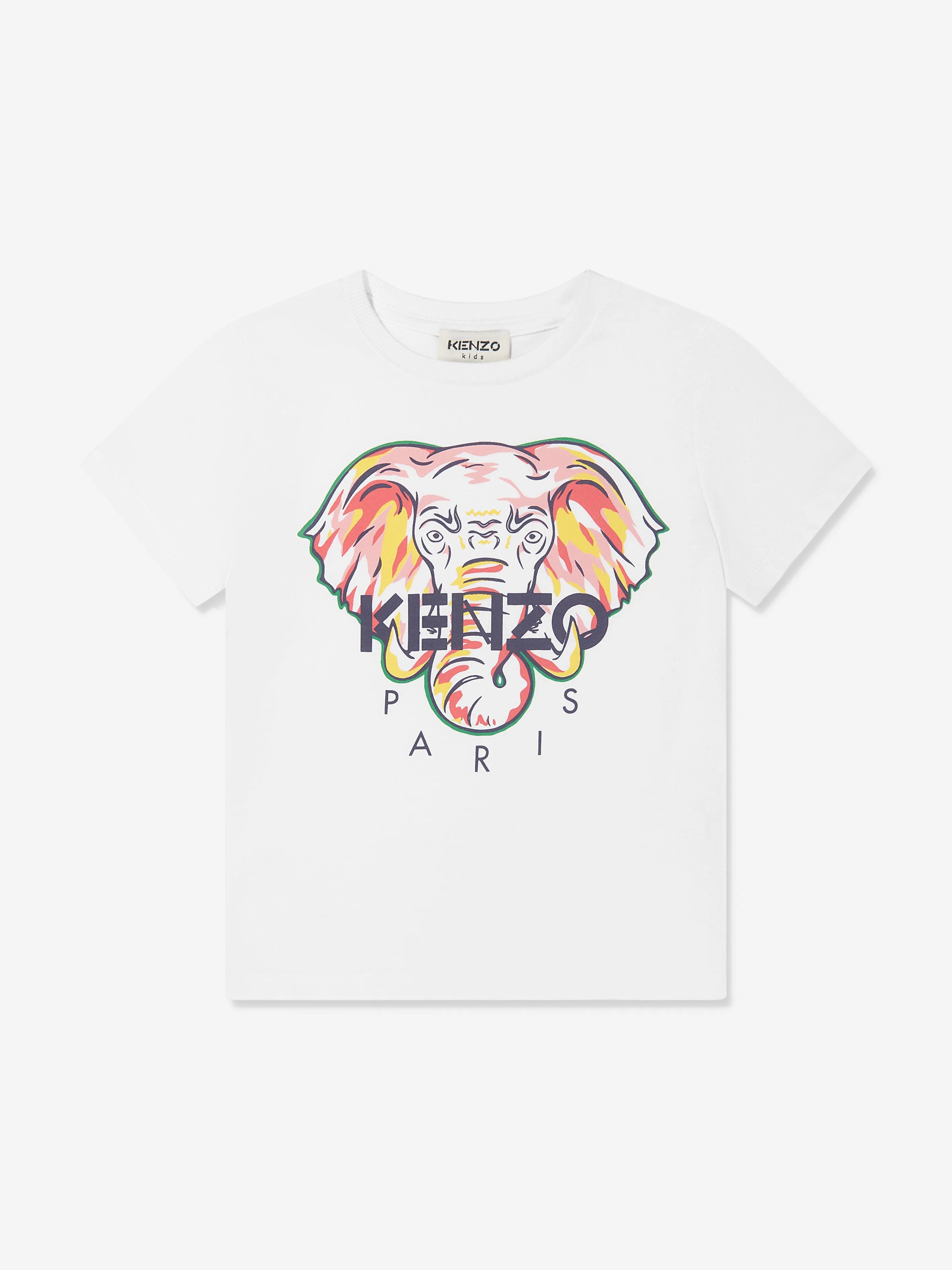 KENZO Girls Organic Cotton Elephant T-Shirt in White