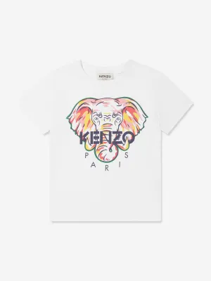 KENZO Girls Organic Cotton Elephant T-Shirt in White