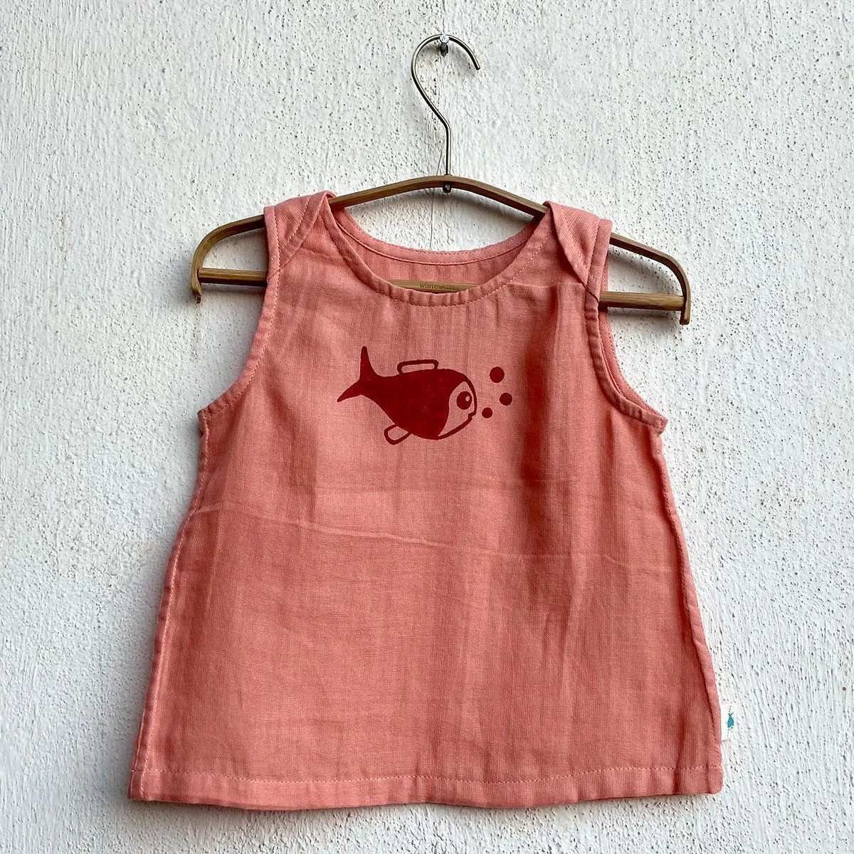 Kids Unisex Organic Cotton Koi Peach Jhabla with Red Pants