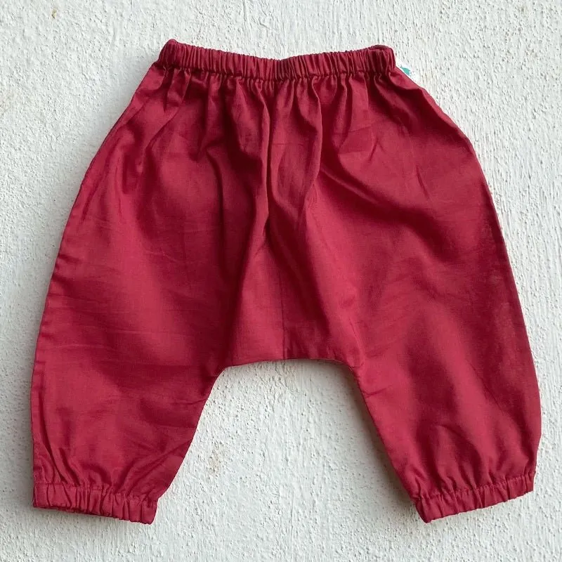 Kids Unisex Organic Cotton Koi Peach Jhabla with Red Pants