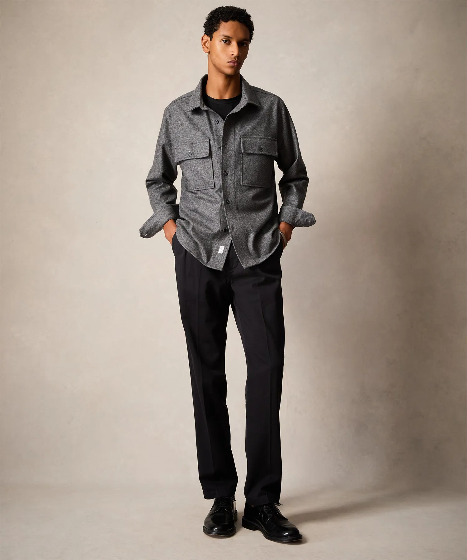 Knit Cashmere Overshirt in Charcoal