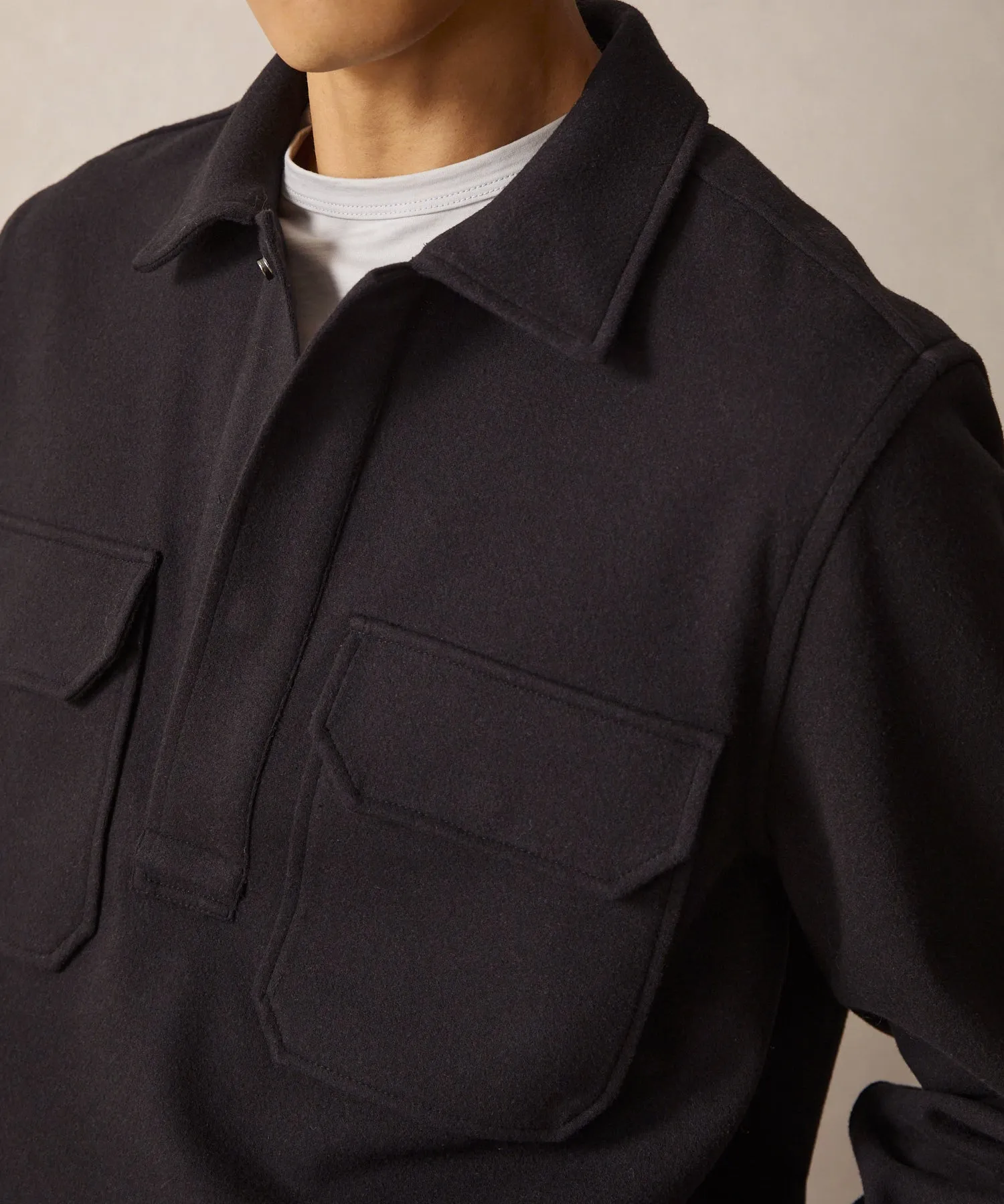 Knit Military Popover in Charcoal