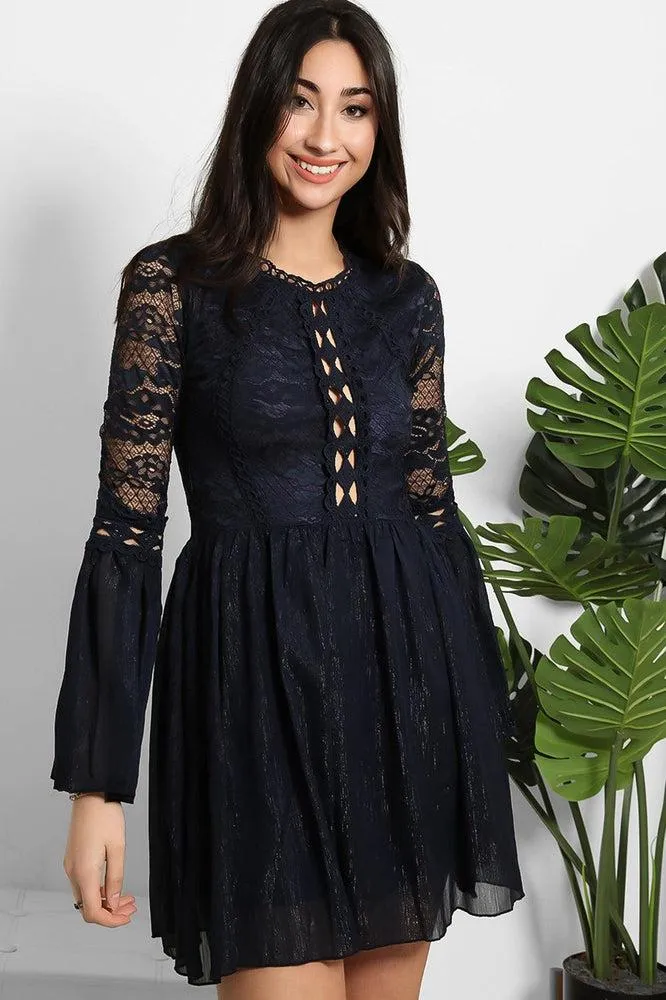 Lace And Shimmer Chiffon Dress