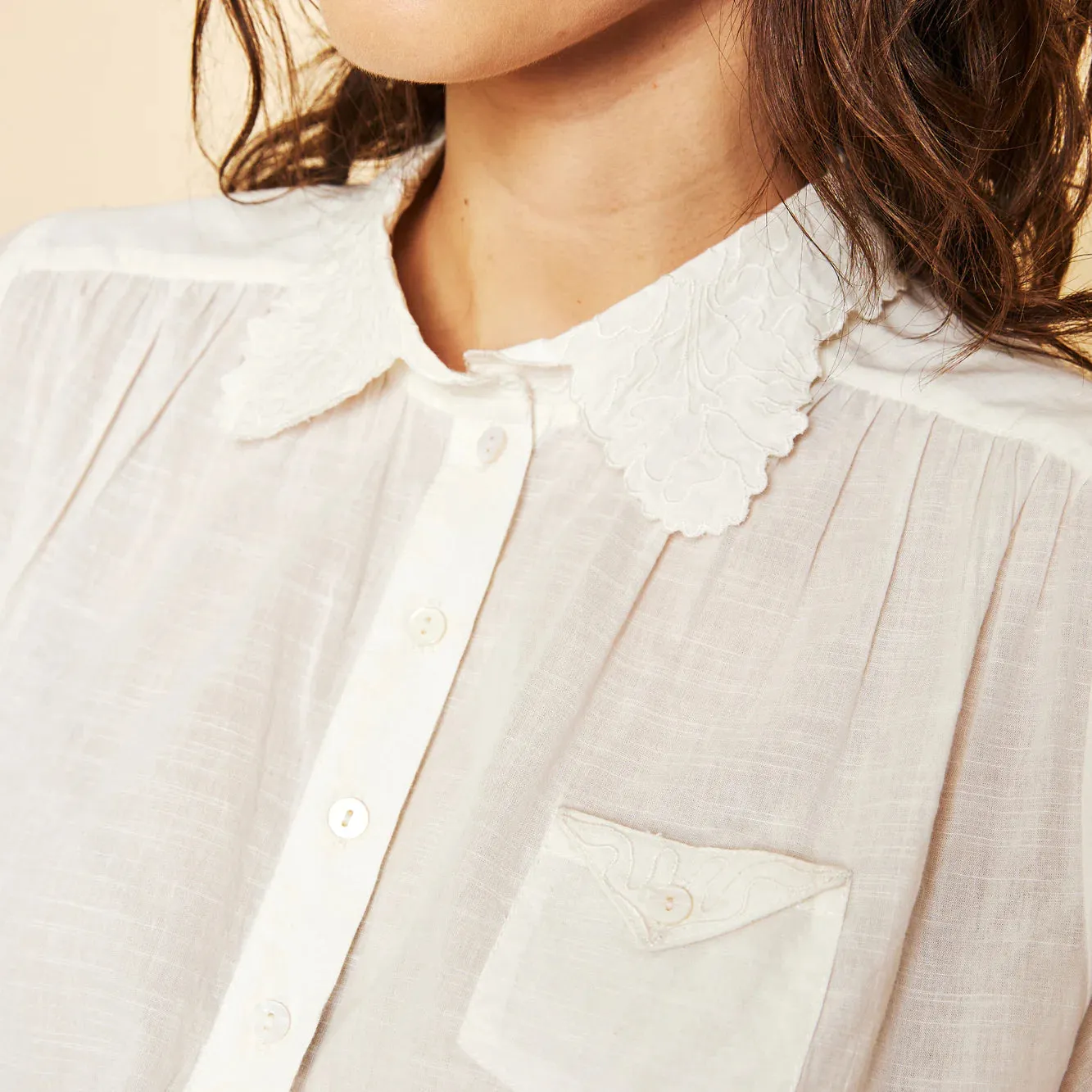 Lace Collar Blouse in Chalk