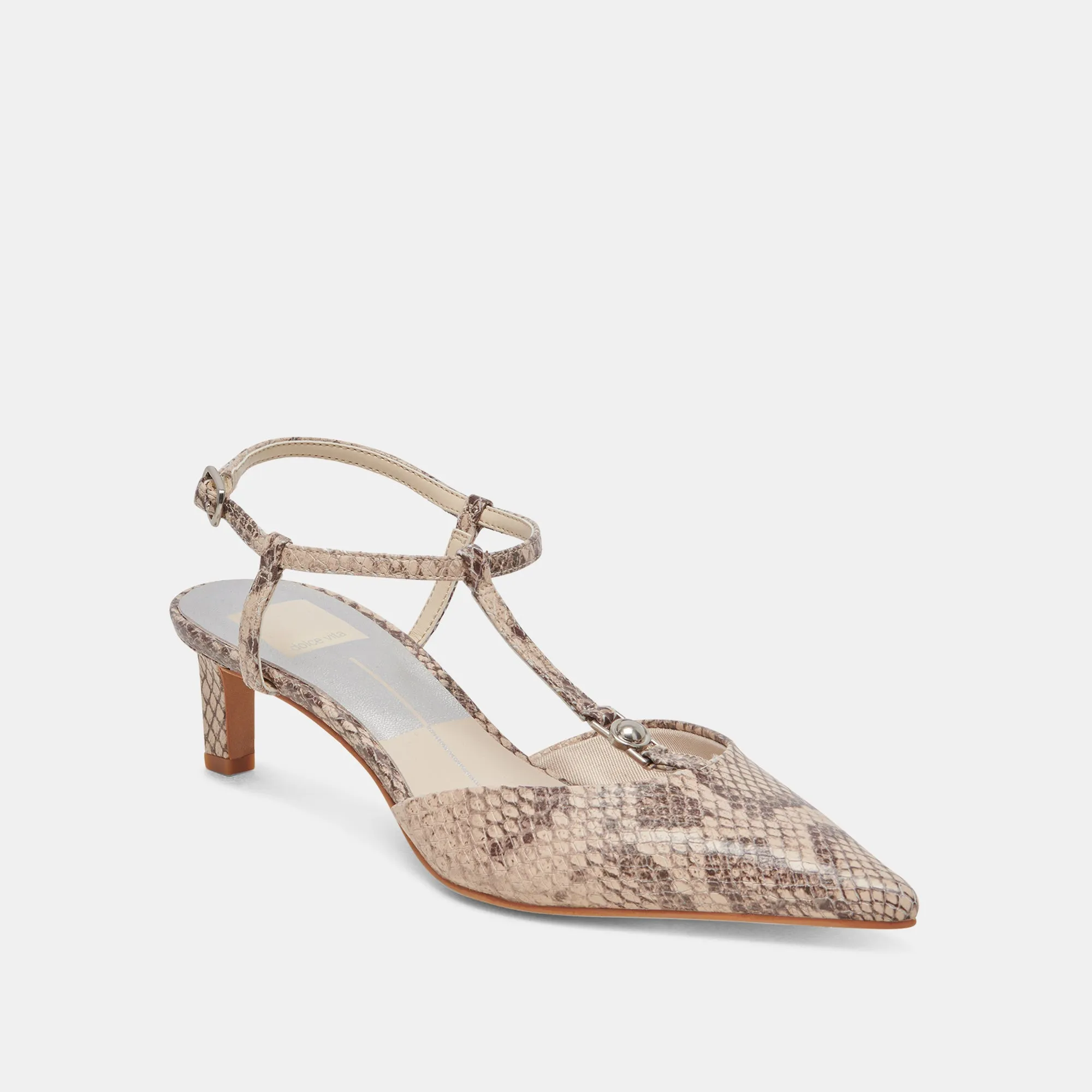 LAVON HEELS SAND SNAKE EMBOSSED