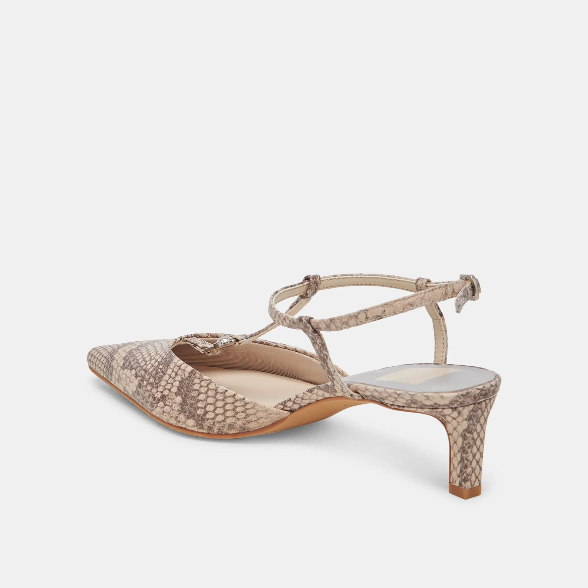 LAVON HEELS SAND SNAKE EMBOSSED