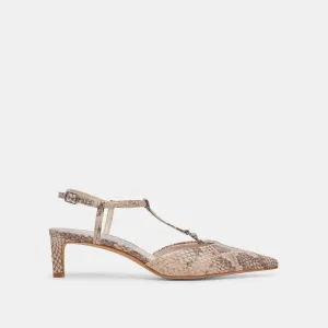 LAVON HEELS SAND SNAKE EMBOSSED