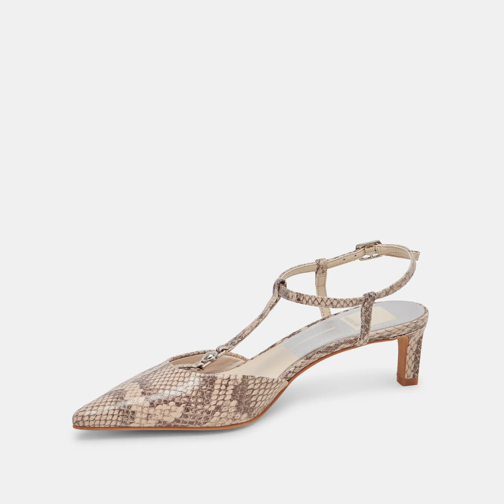 LAVON HEELS SAND SNAKE EMBOSSED