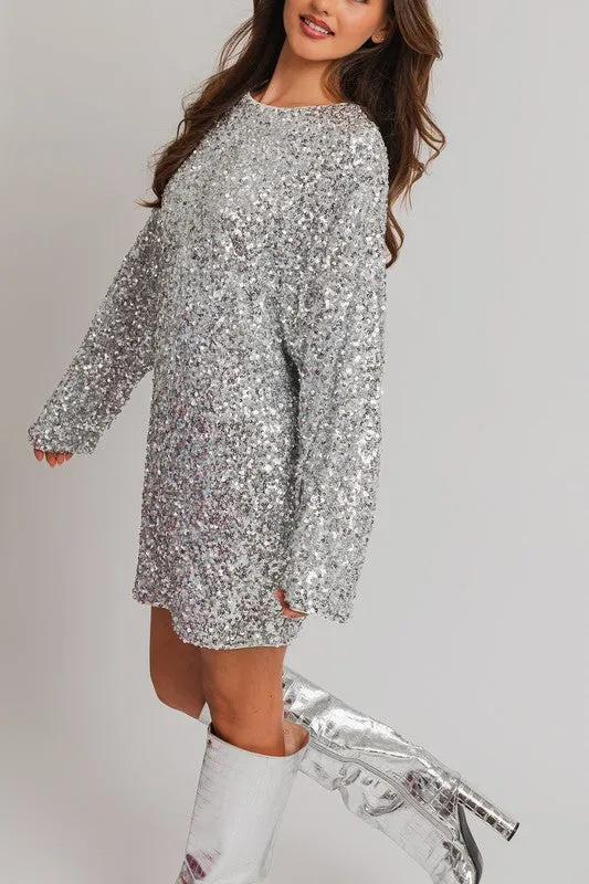 Long Sleeve Sequin Mini Dress  *Online Only*