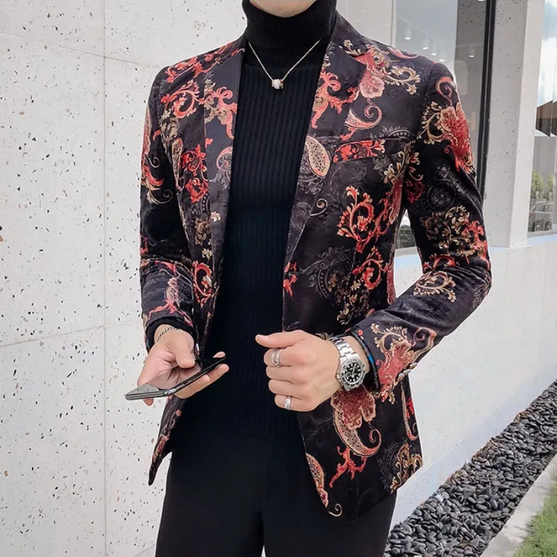 Luxury Royal Paisley Floral Blazer Vintage Velvet Blazer