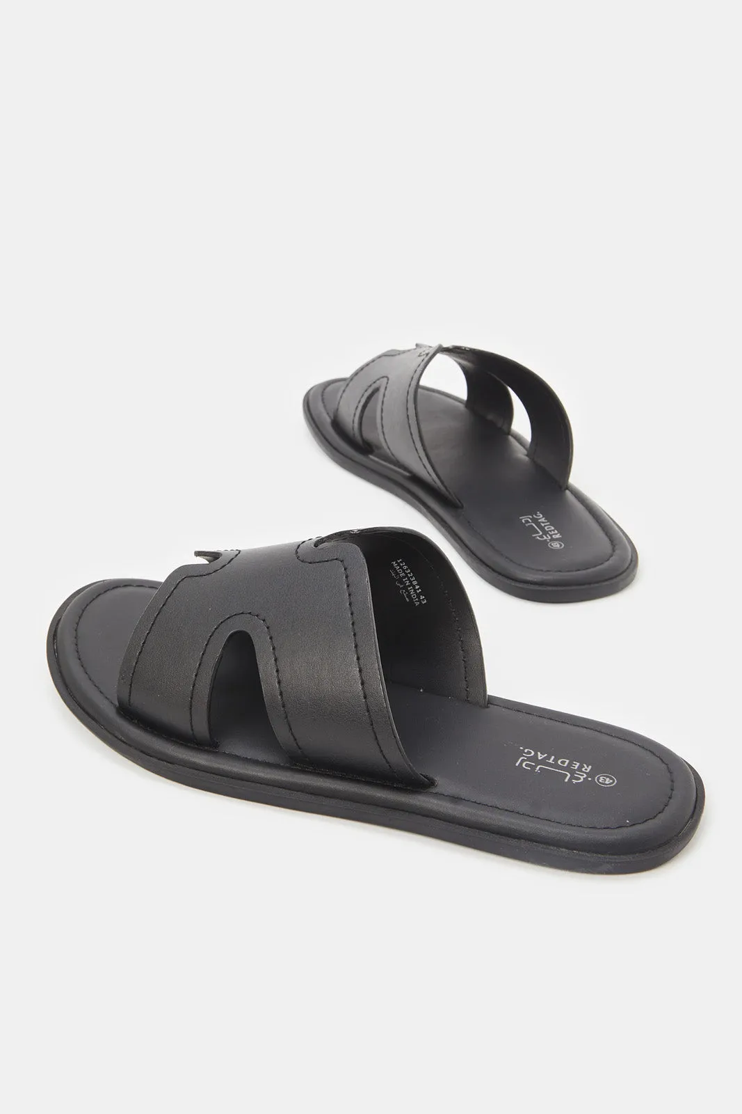 Men Black H Strap Sandals