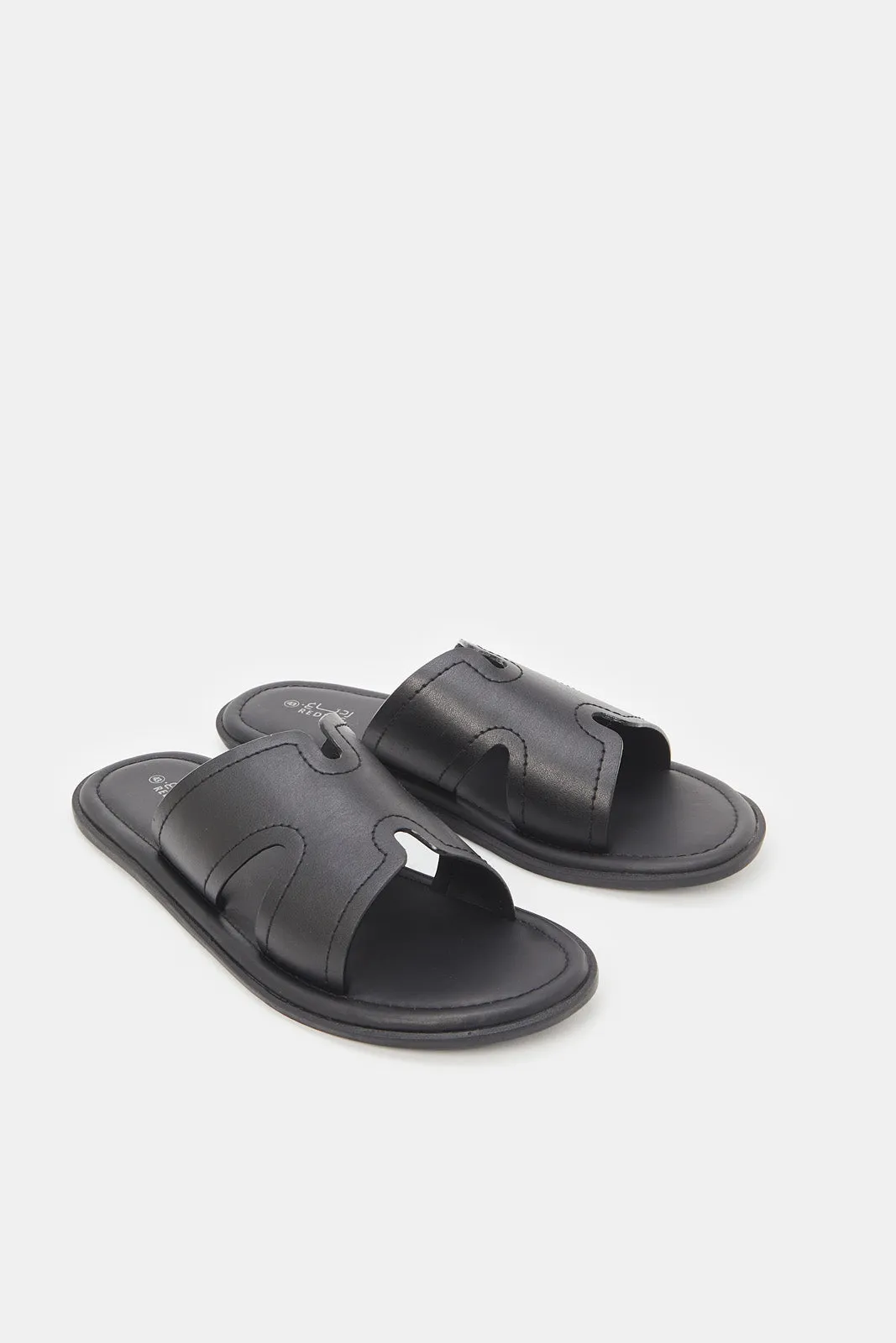 Men Black H Strap Sandals