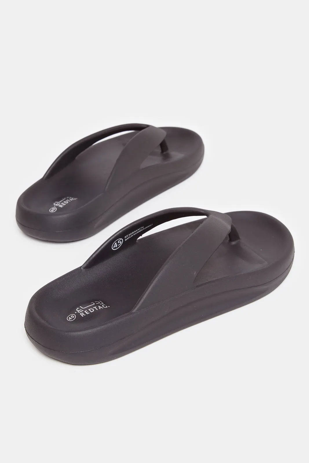 Men Black Molded Toe Slippers