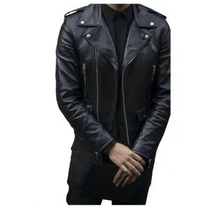 Men Classic Rocker Biker Slim Fit Leather Jacket