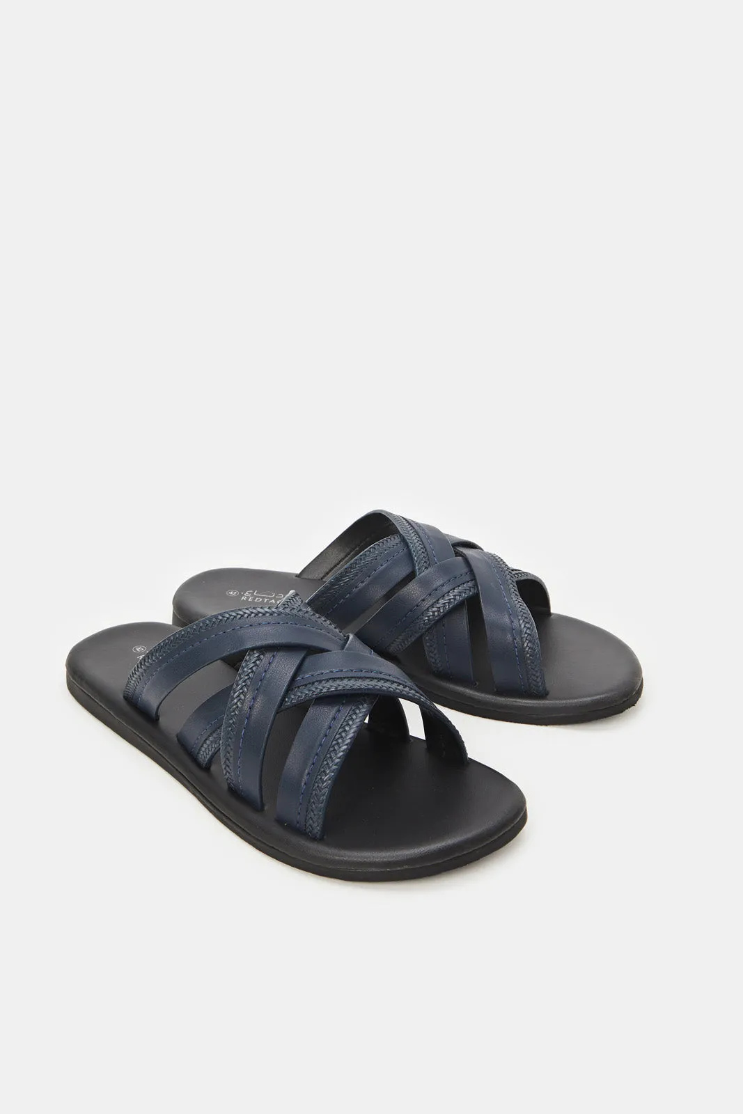 Men Navy Strappy Slide Sandals