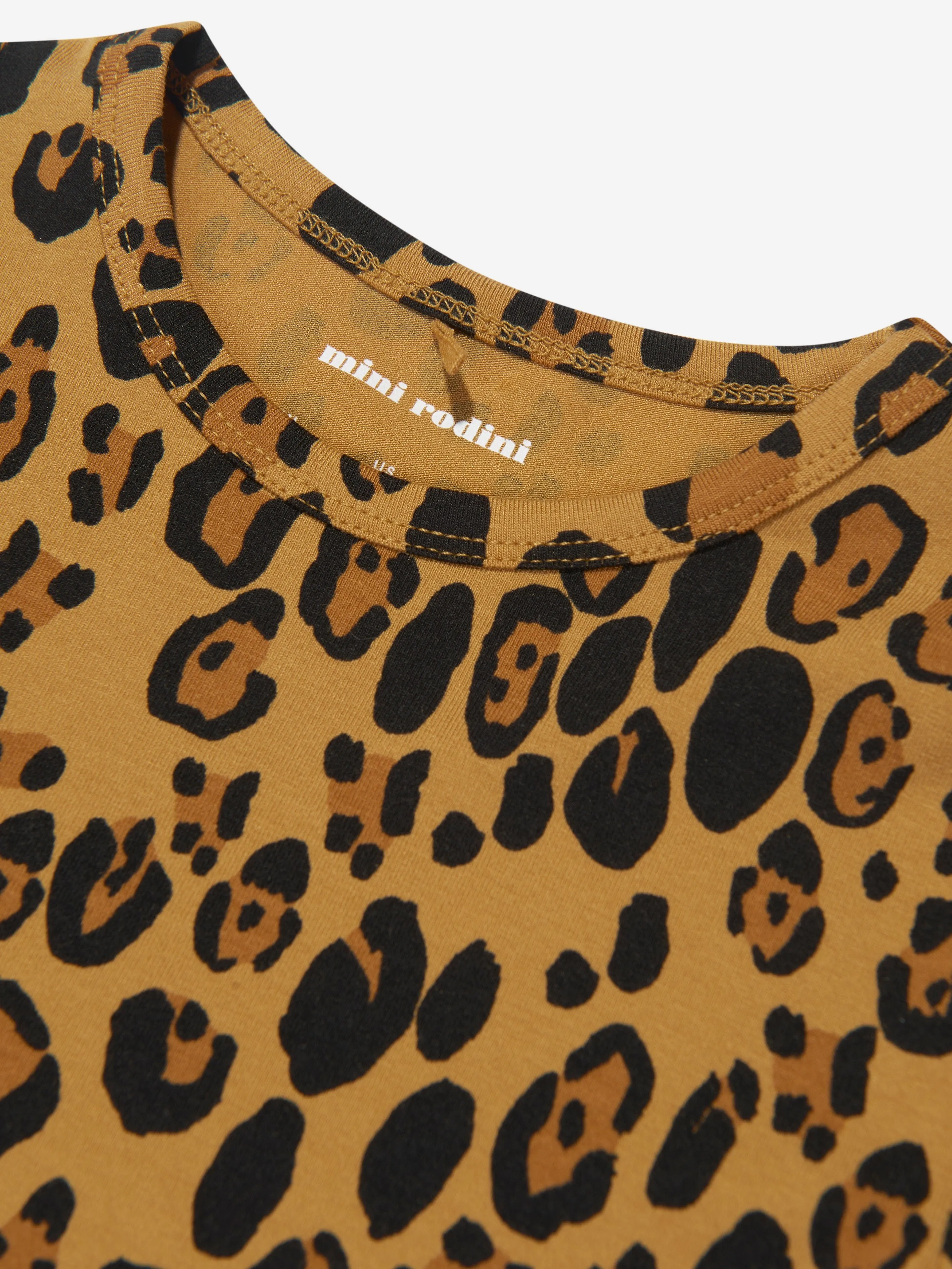 Mini Rodini Girls Basic Leopard T-Shirt in Beige