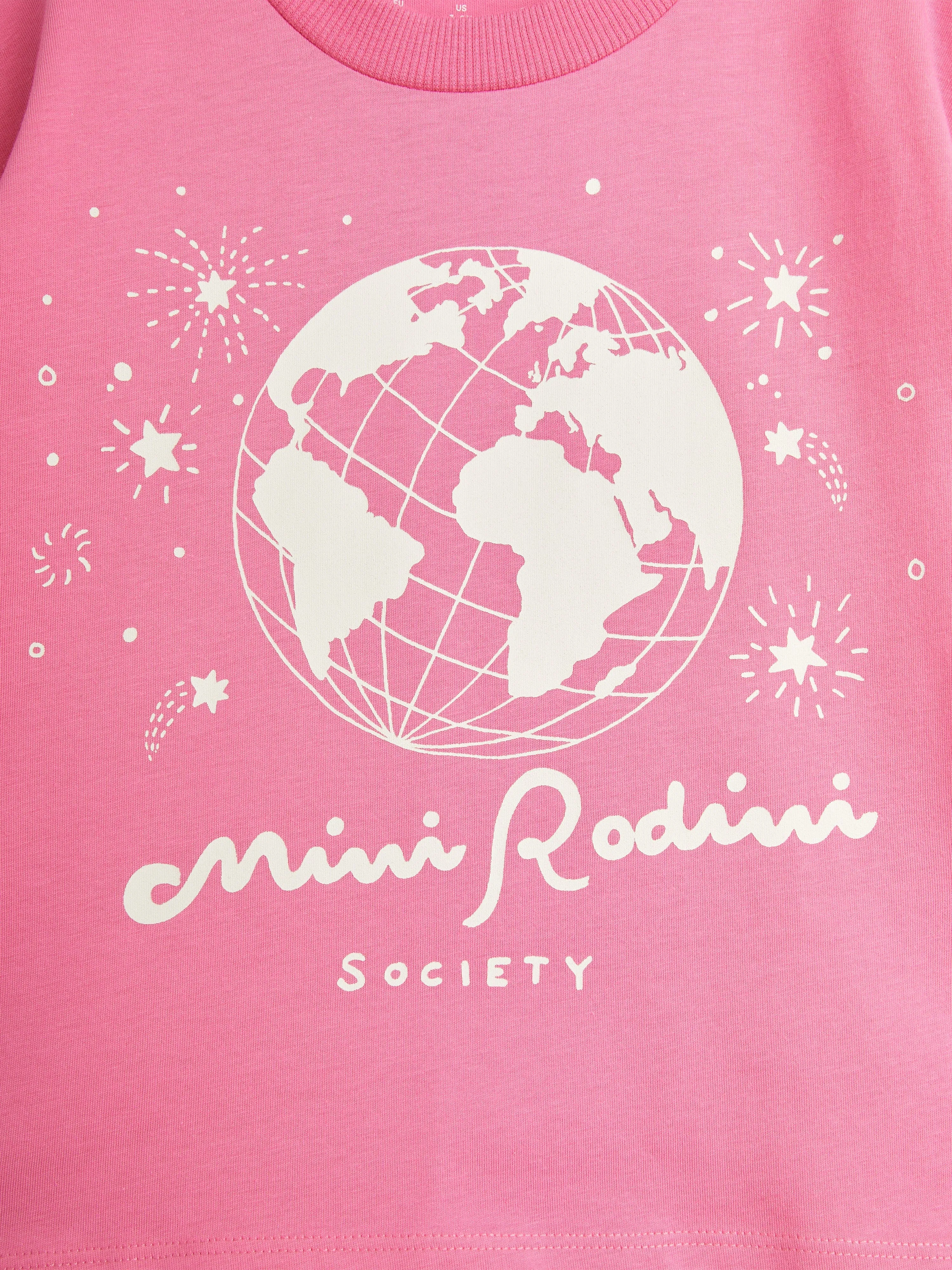 Mini Rodini Girls Society T-Shirt in Pink