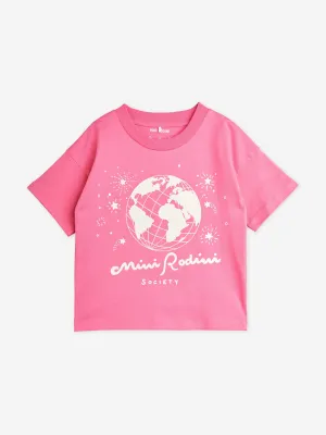 Mini Rodini Girls Society T-Shirt in Pink