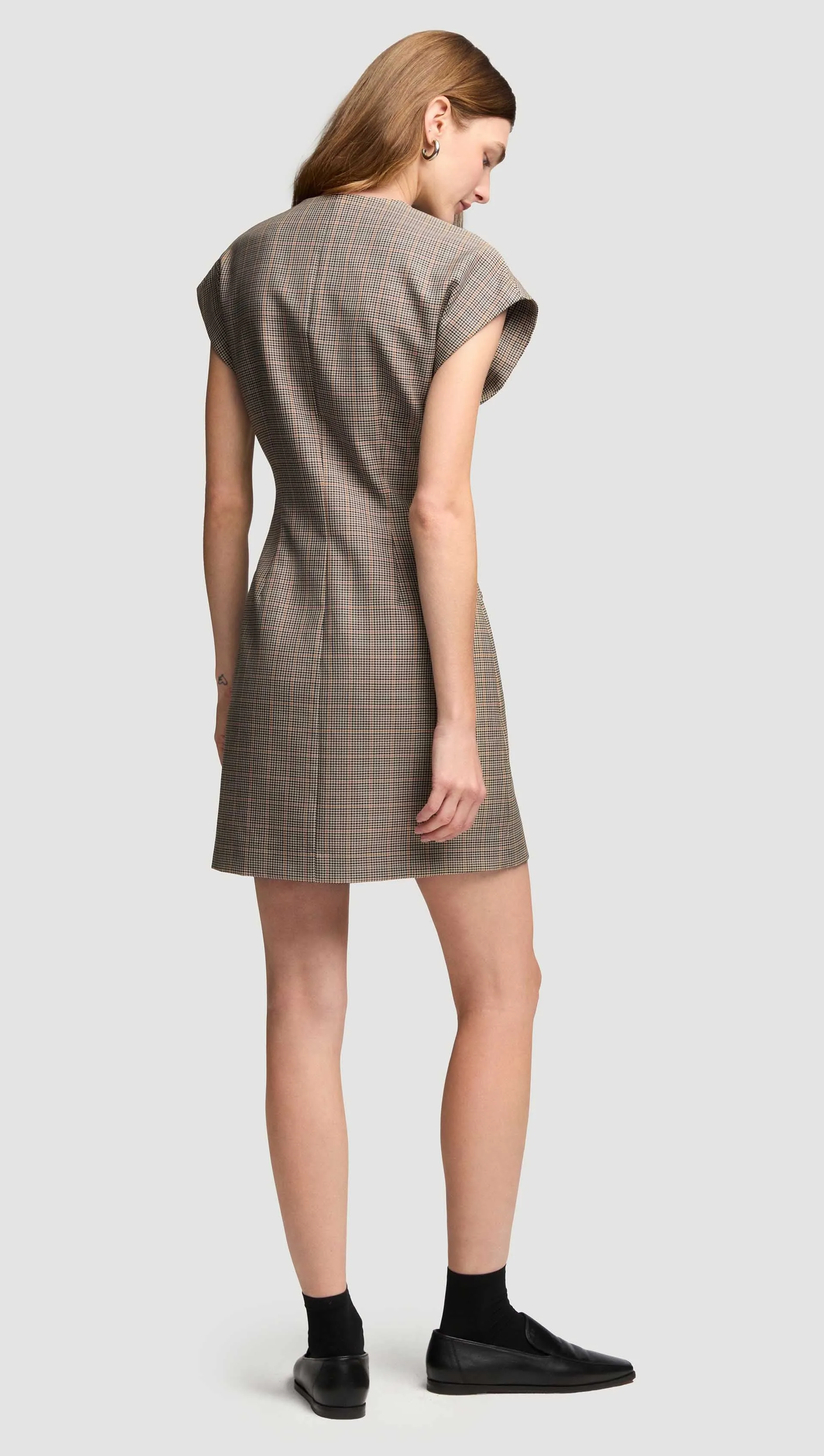 Mini Tailored Dress in Wool Blend | Plaid Houndstooth