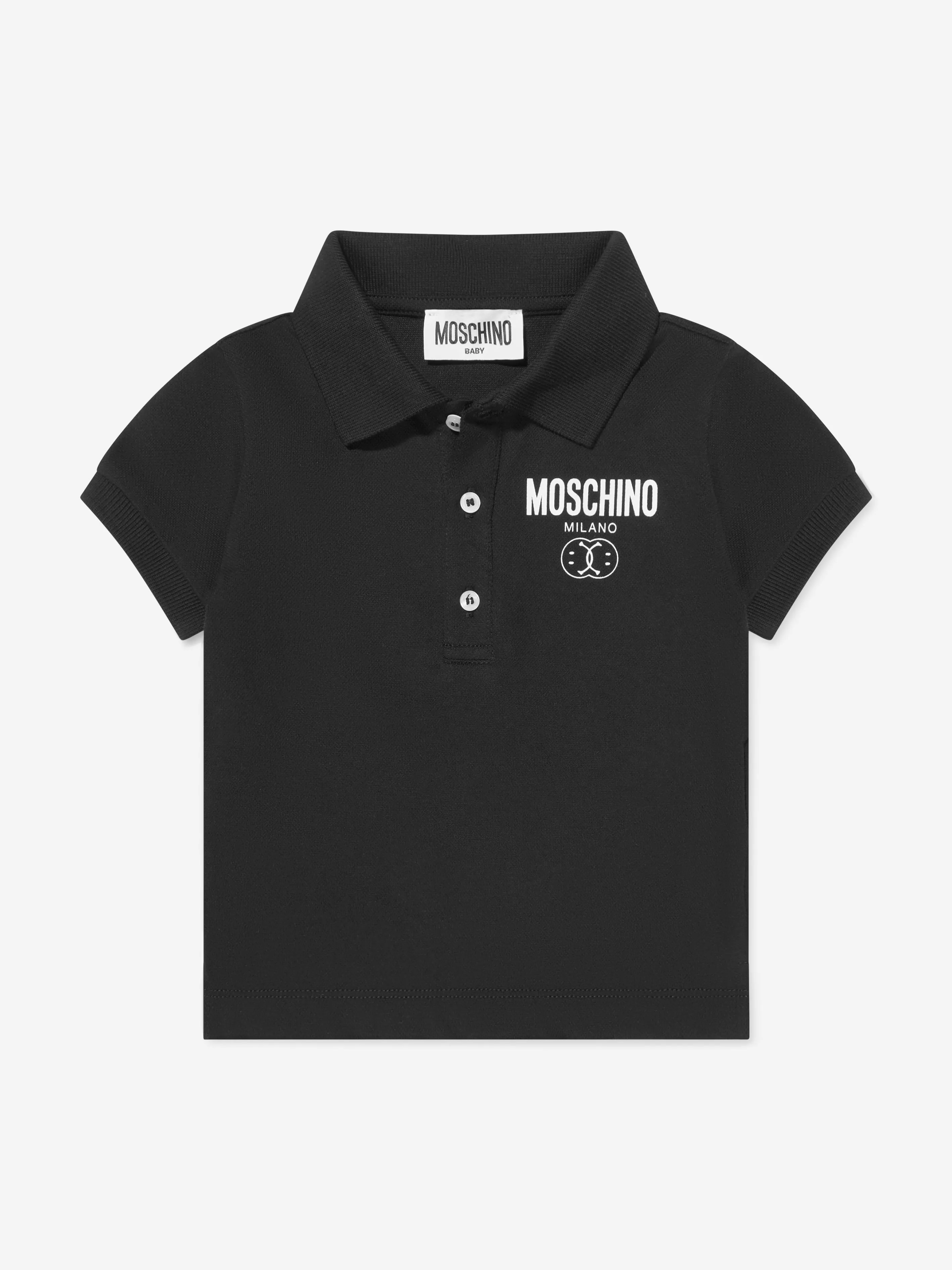 Moschino Baby Boys Milano Logo Polo Shirt in Black