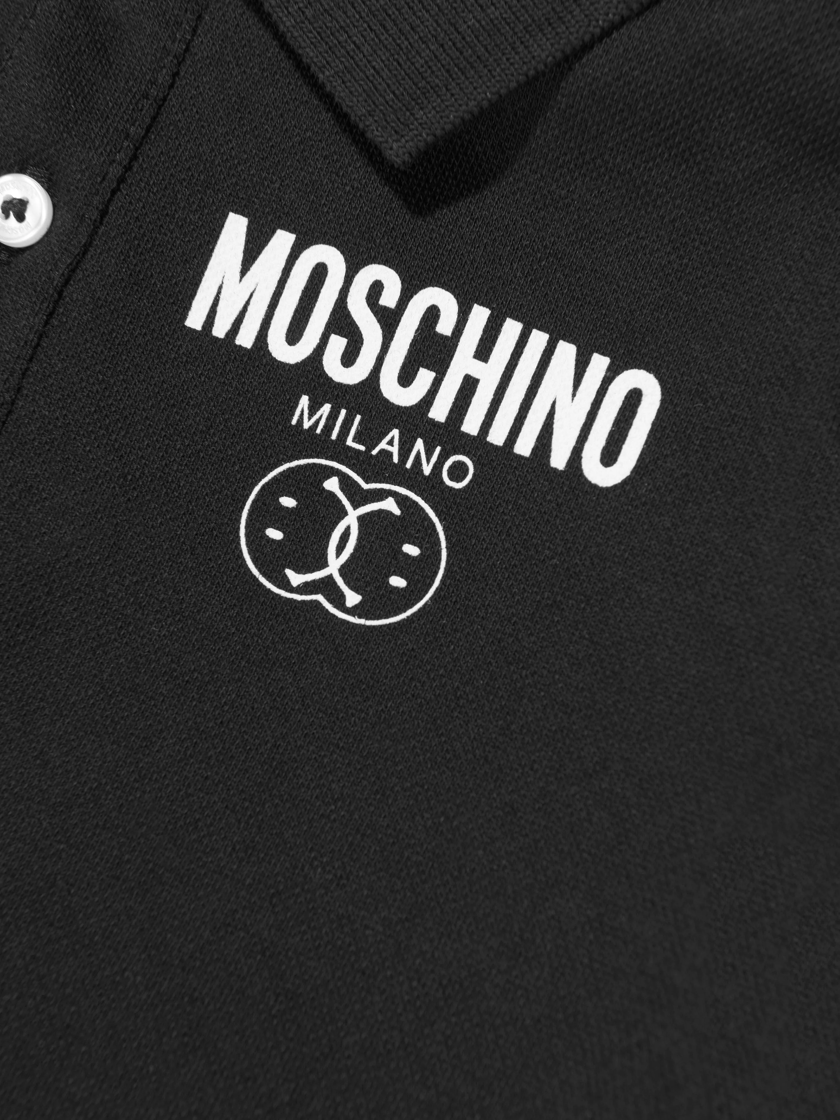 Moschino Baby Boys Milano Logo Polo Shirt in Black