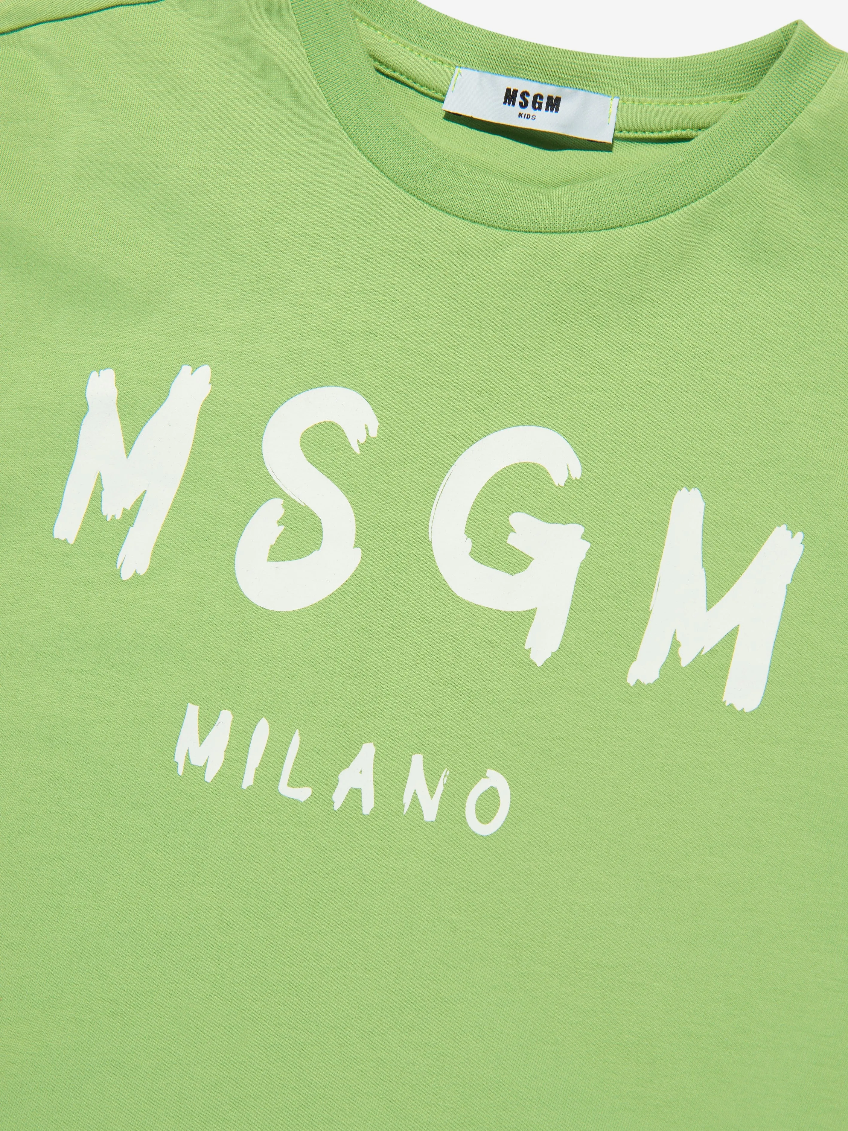 MSGM Kids Logo Print T-Shirt in Green