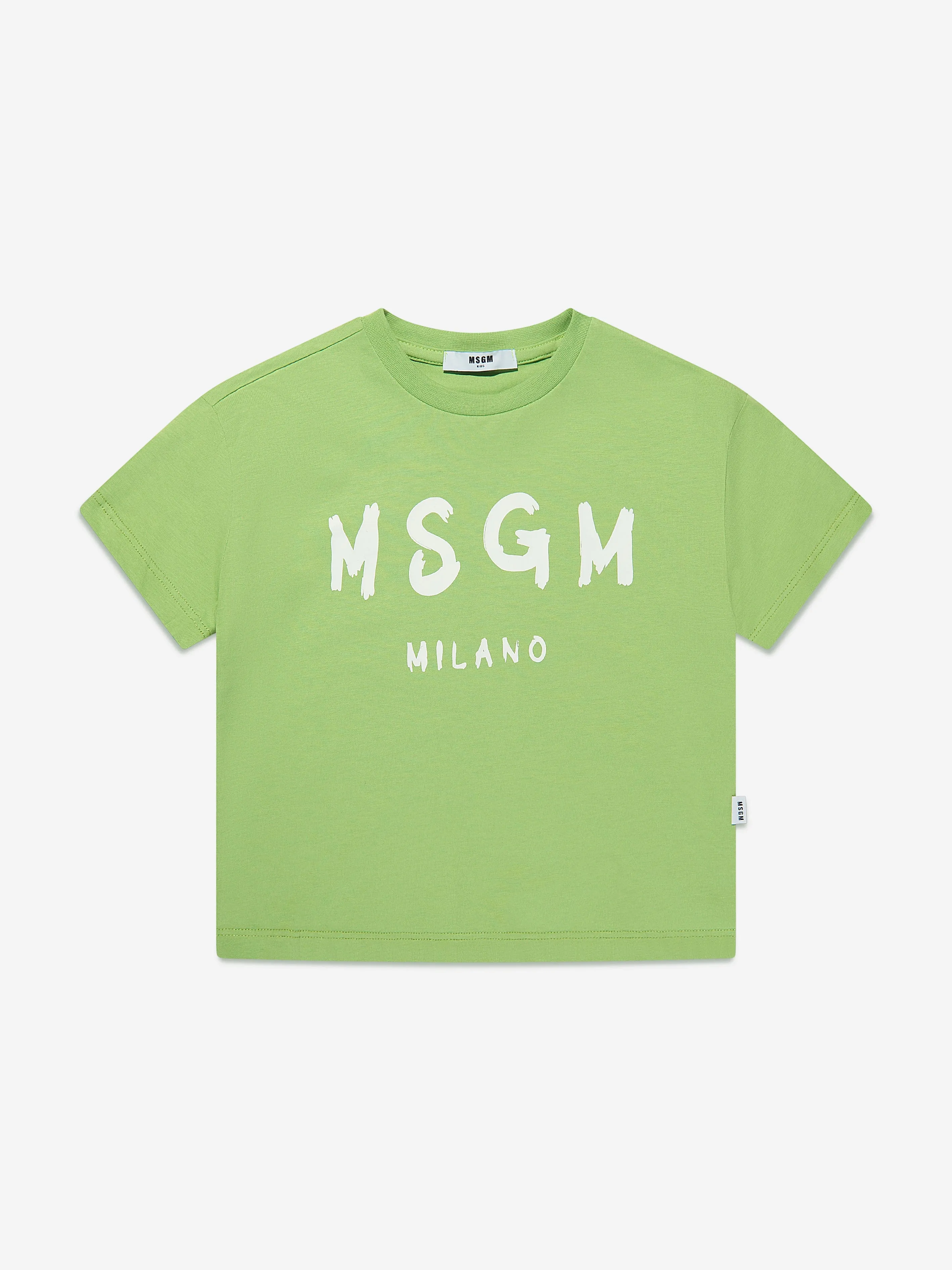 MSGM Kids Logo Print T-Shirt in Green