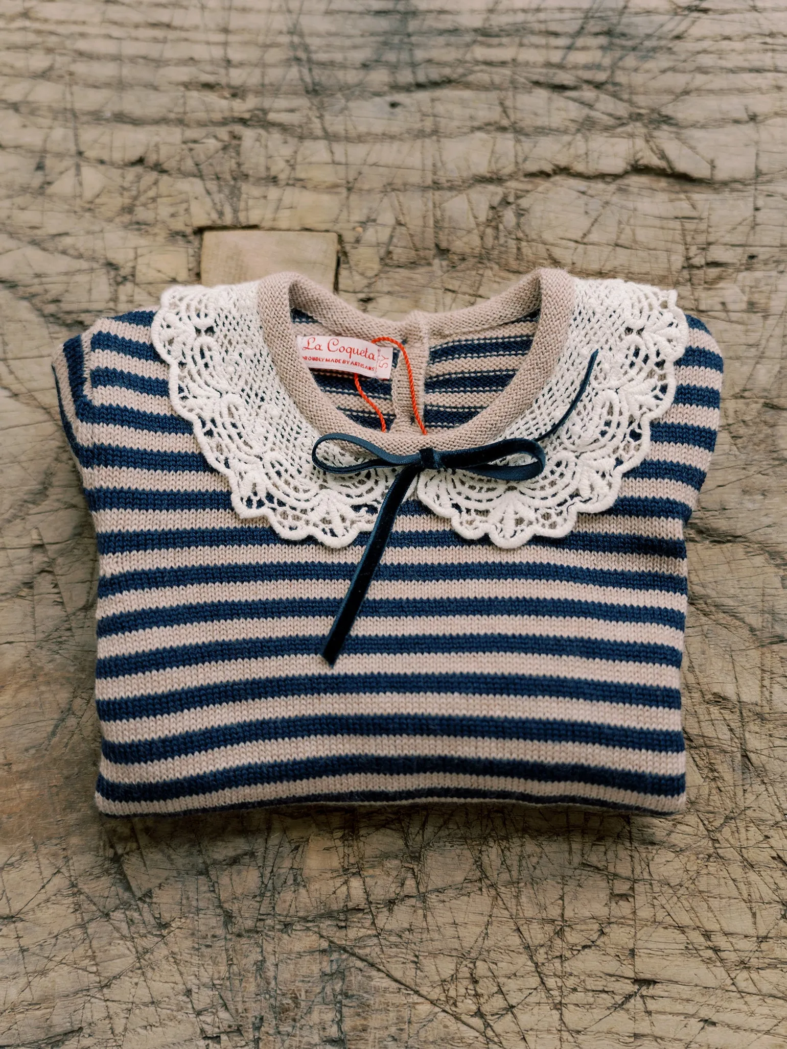 Navy Stripe Blanca Merino Girl Jumper