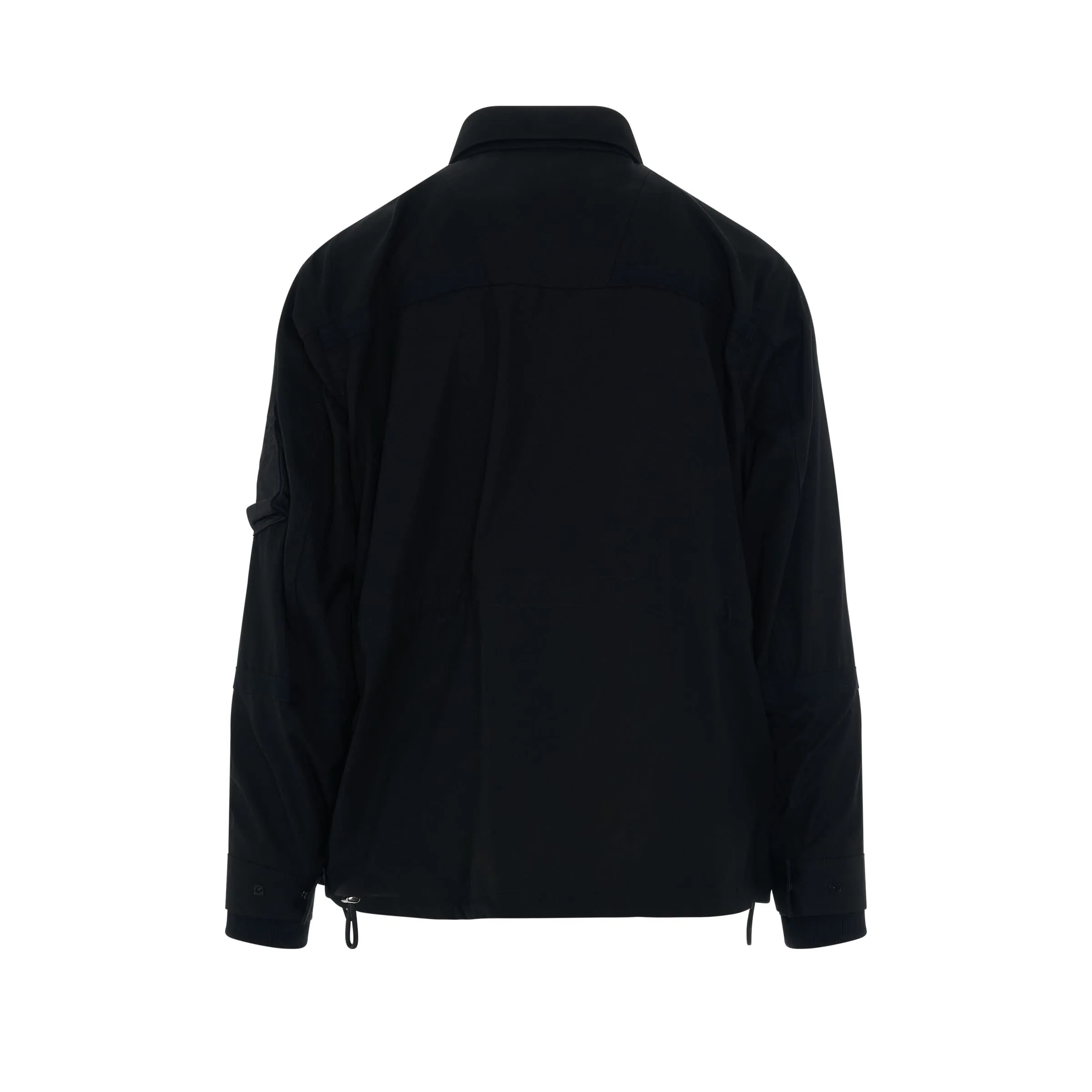 Nylon Twill Mix Classic Jacket in Black