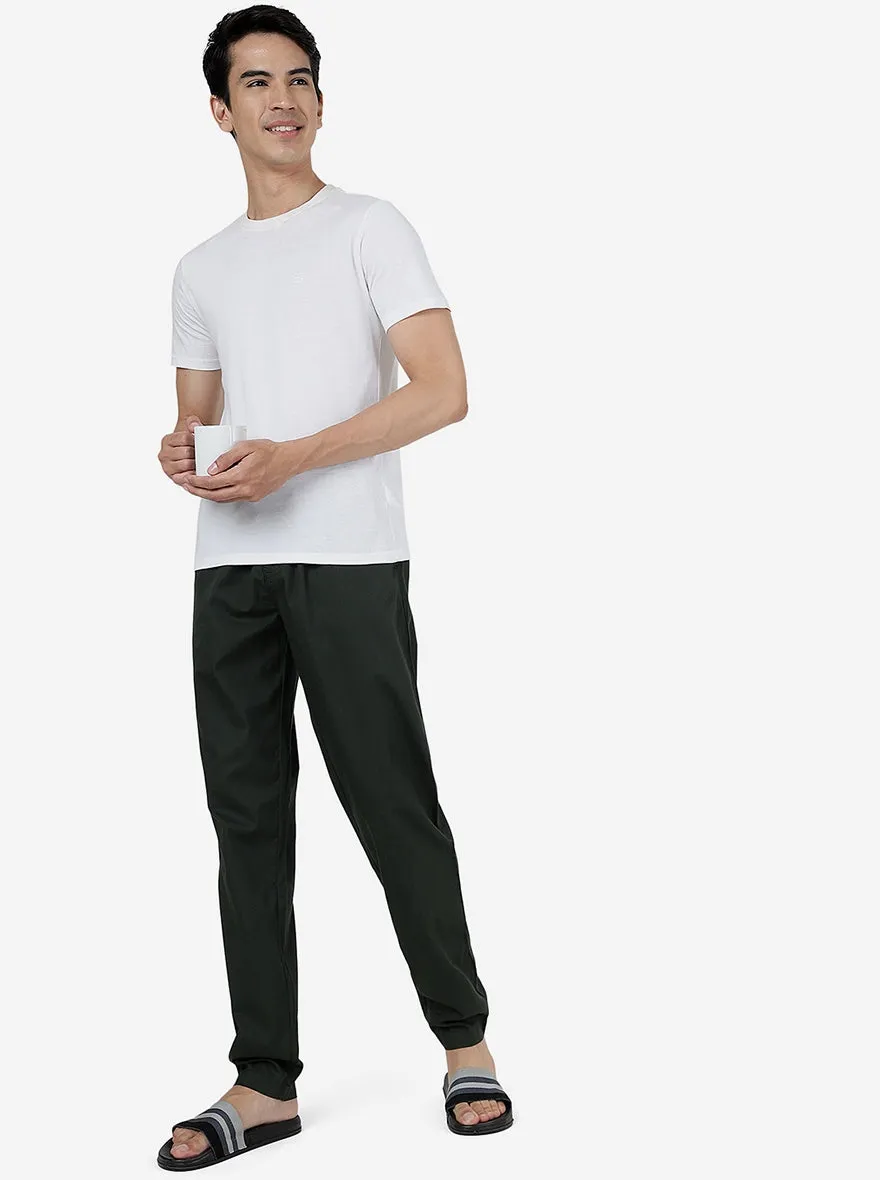 Olive Green Solid Slim Fit Track Pant | JadeBlue