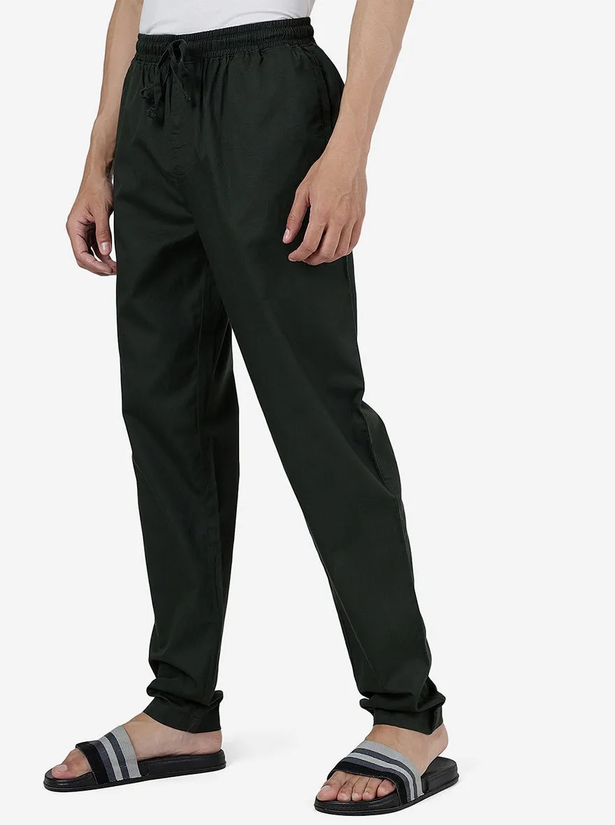 Olive Green Solid Slim Fit Track Pant | JadeBlue