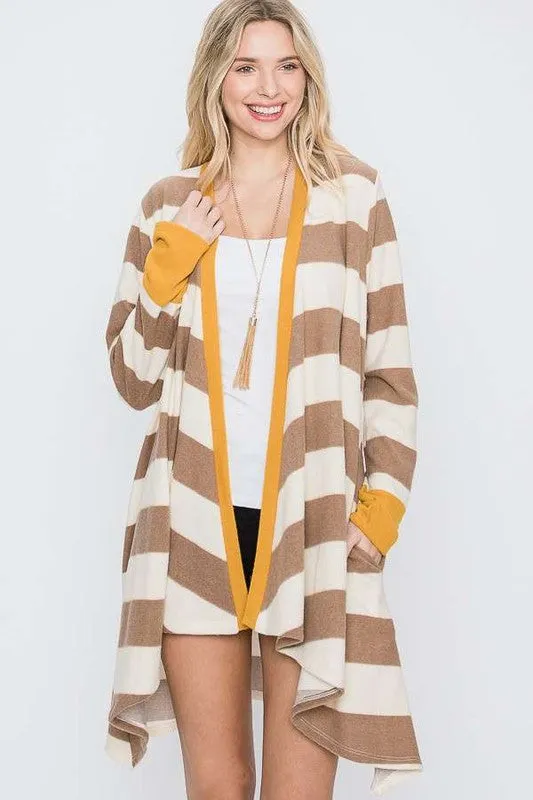 Olivia Striped Draped Cardigan