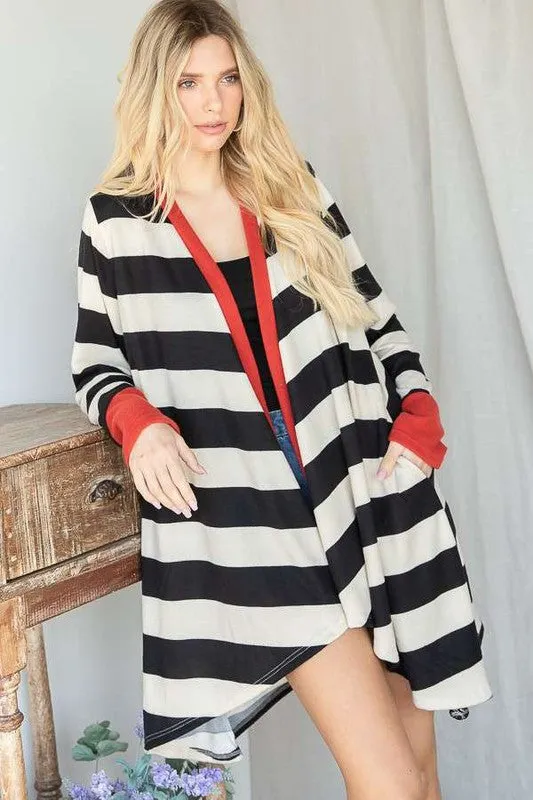 Olivia Striped Draped Cardigan