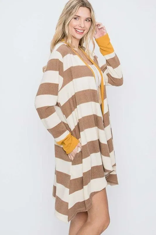 Open Front Striped Draped Cardigan - Plus Size  - Online Exclusive