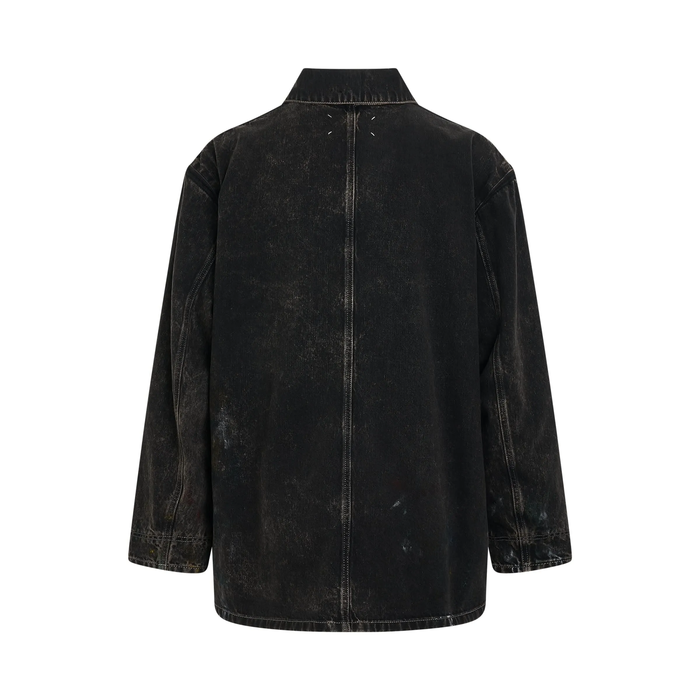 Oversize Paint Denim Jacket in Black