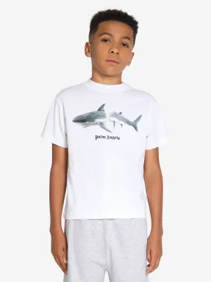 Palm Angels Boys Shark T-Shirt in White