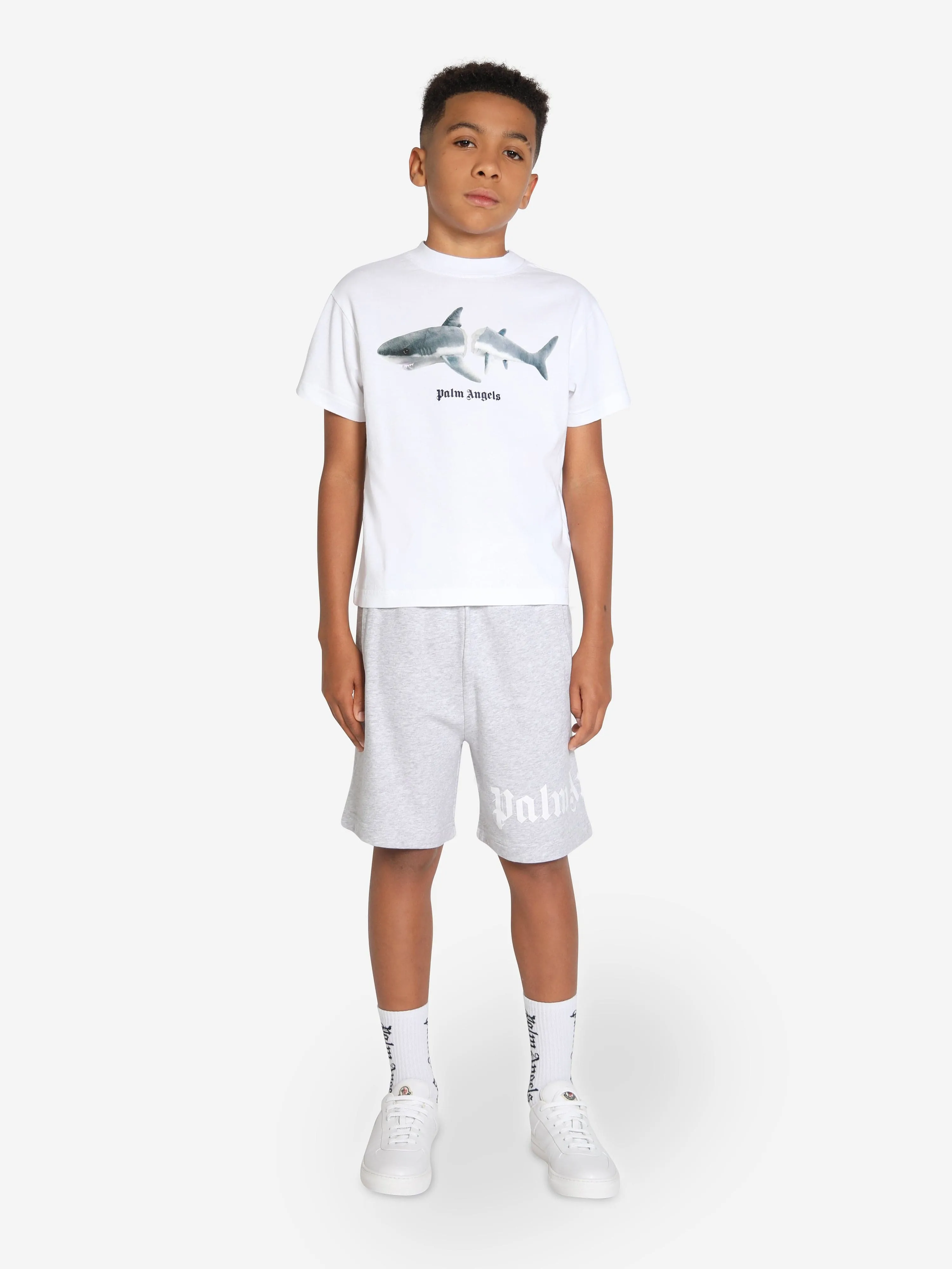 Palm Angels Boys Shark T-Shirt in White