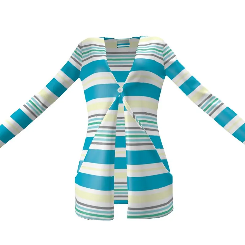 Pastel Striped Ladies Cardigan with Pockets