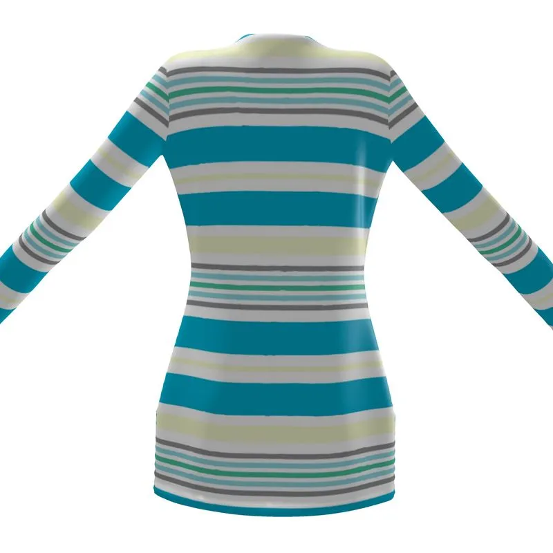 Pastel Striped Ladies Cardigan with Pockets