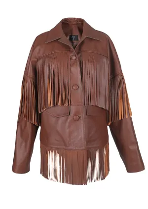 Pyrus Oversized Fringed Leather Jacket