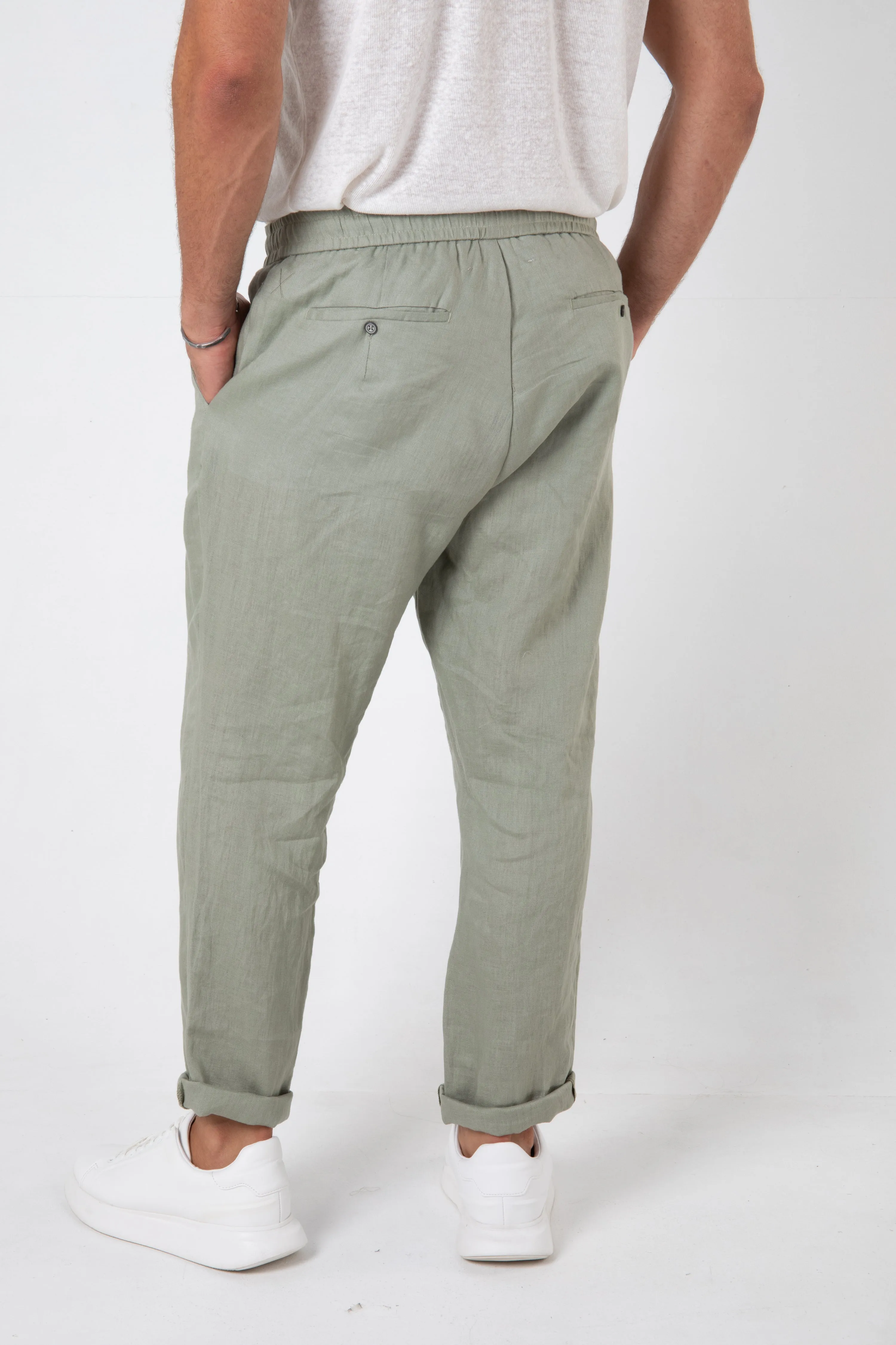 RAVELLO LINEN PANT - SAGE