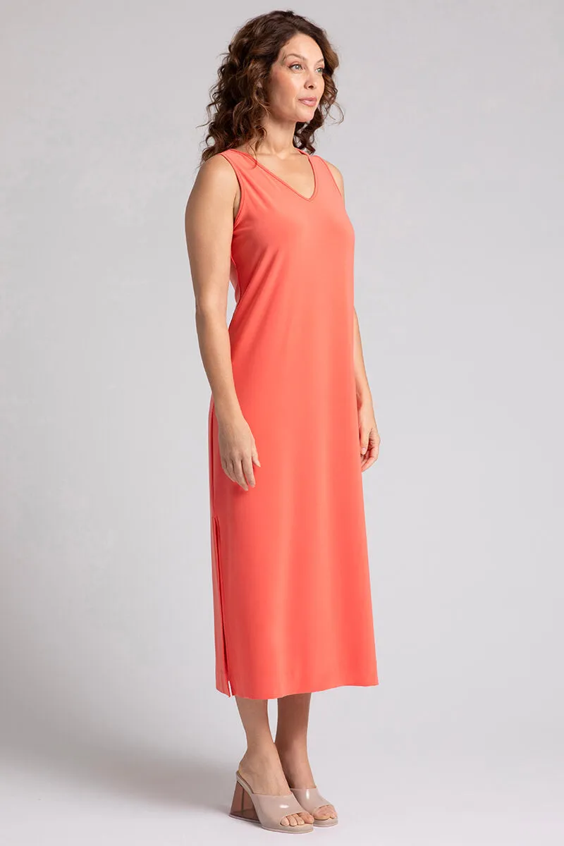 Reversible Slit Tank Dress | Coral