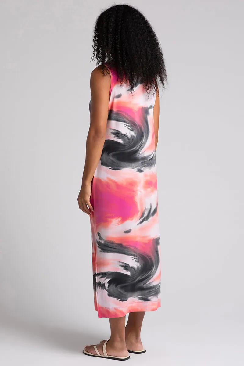 Reversible Slit Tank Dress | Marble Print