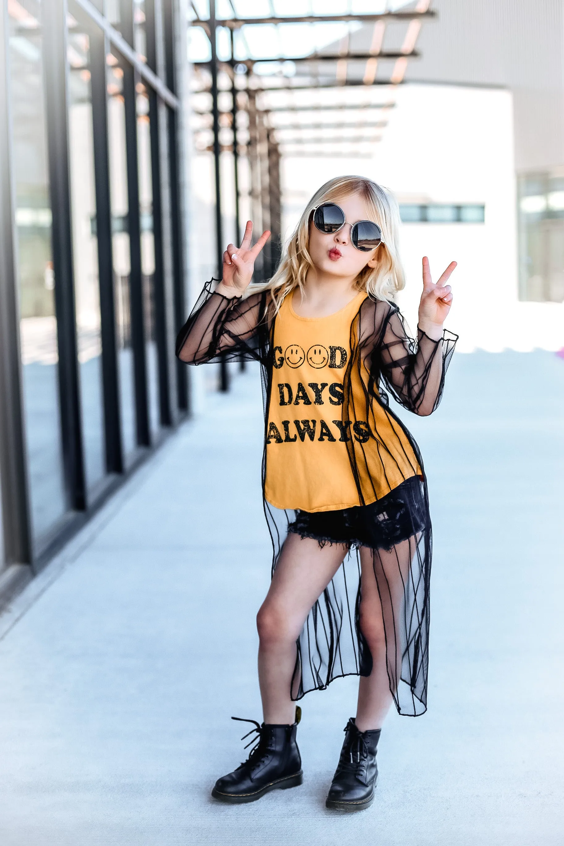 Rock On Cardigan in Black Mesh Pinstripe