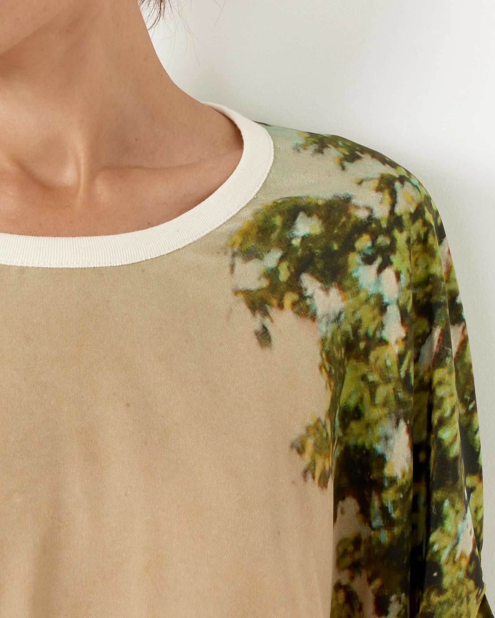 Silk Sweatshirt Wide Top in Print F