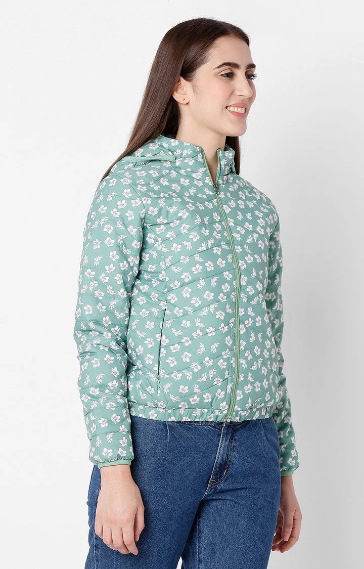 Spykar Green Cotton Jacket For Women