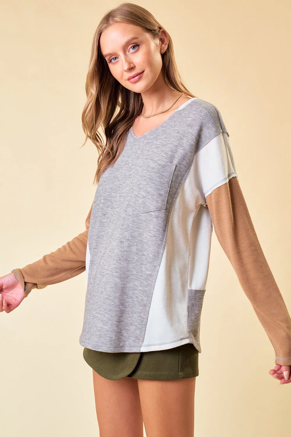 Standing Still Knit Top - Grey