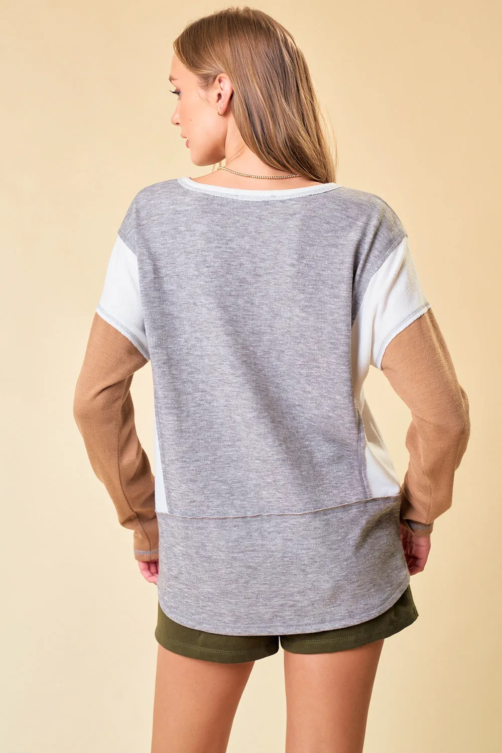 Standing Still Knit Top - Grey