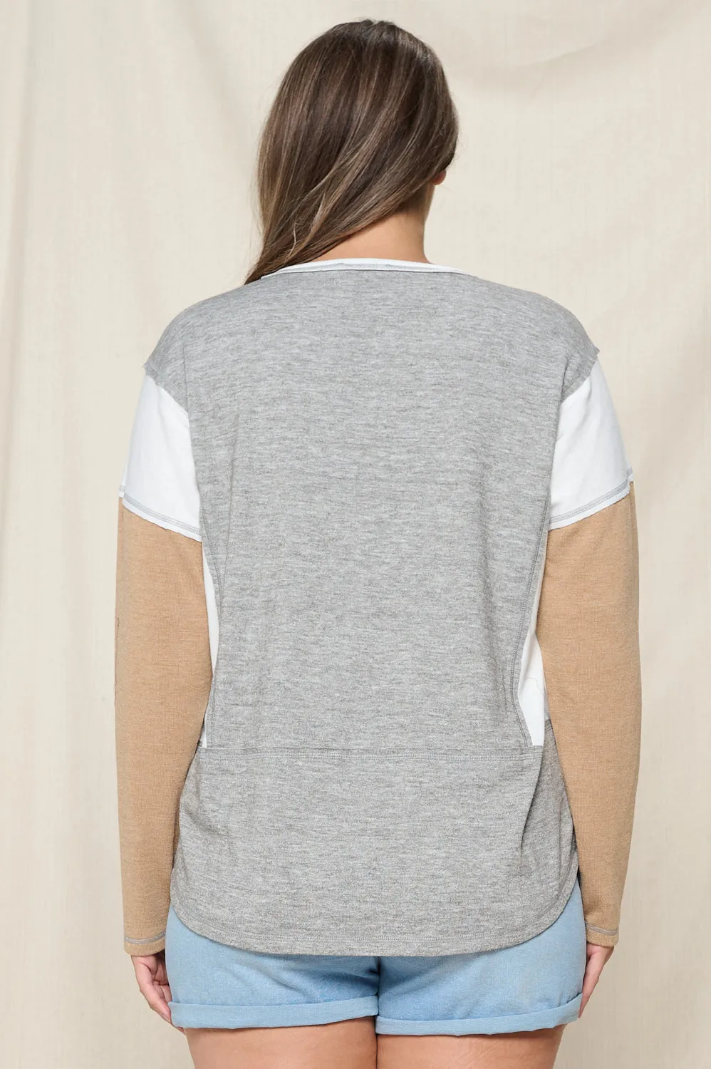 Standing Still Knit Top - Grey