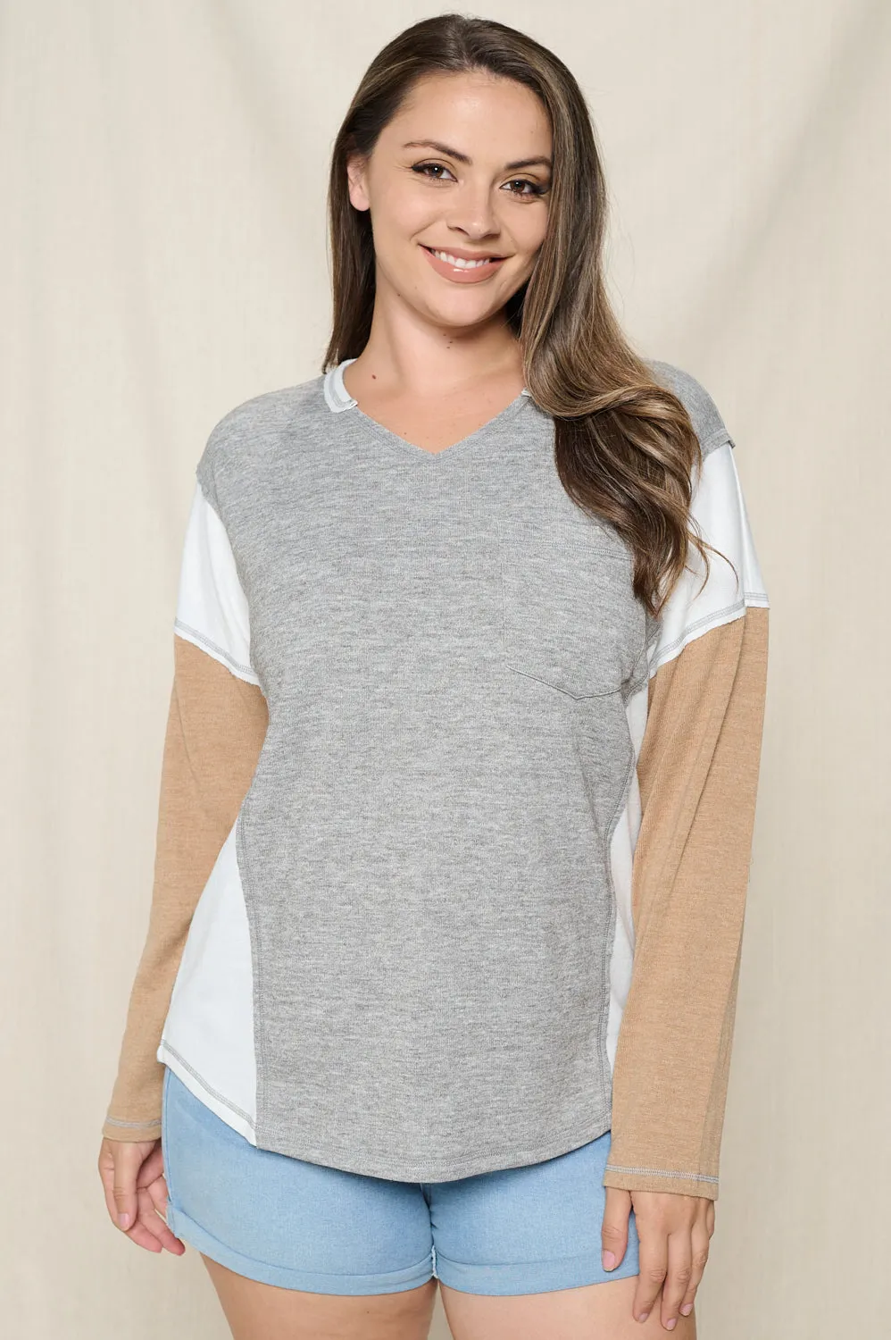 Standing Still Knit Top - Grey